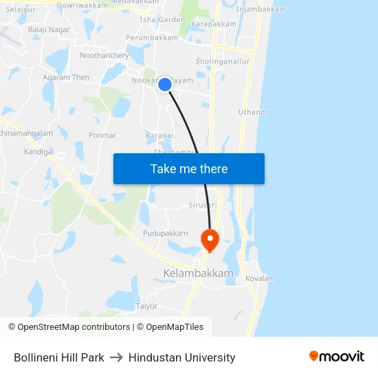 Bollineni Hill Park to Hindustan University map
