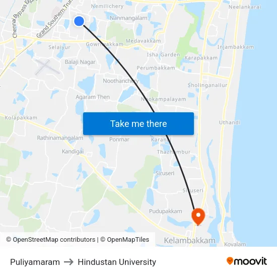 Puliyamaram to Hindustan University map