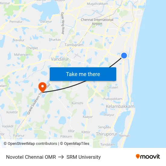 Novotel Chennai OMR to SRM University map