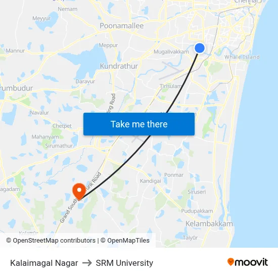 Kalaimagal Nagar to SRM University map