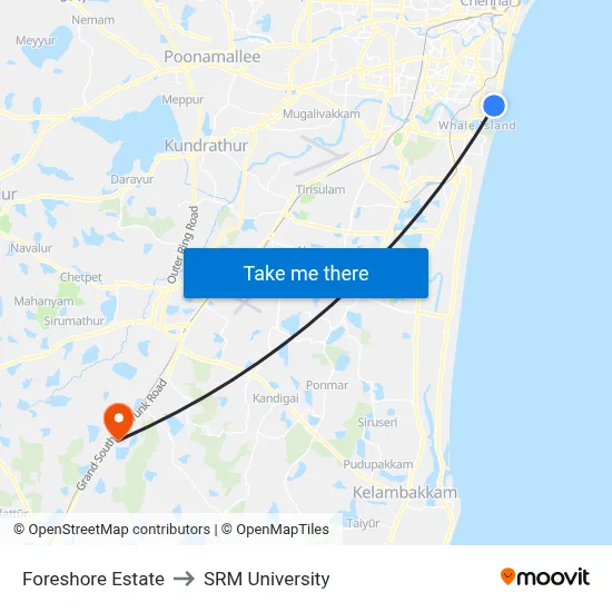 Foreshore Estate to SRM University map