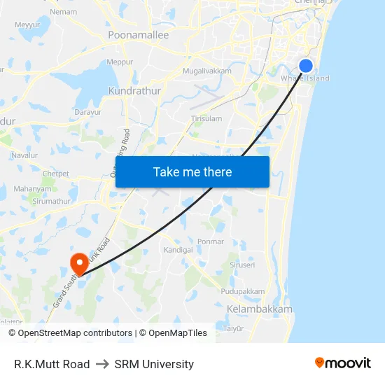 R.K.Mutt Road to SRM University map