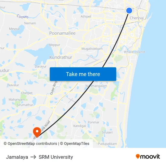 Jamalaya to SRM University map