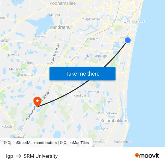 Igp to SRM University map