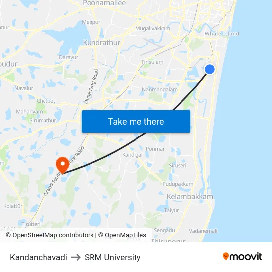 Kandanchavadi to SRM University map