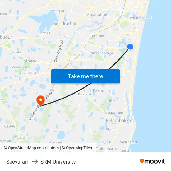 Seevaram to SRM University map