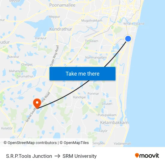 S.R.P.Tools Junction to SRM University map