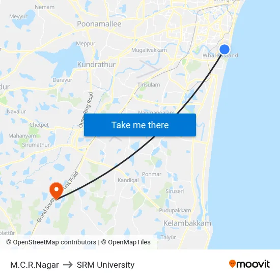 M.C.R.Nagar to SRM University map