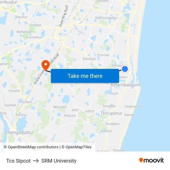 Tcs Sipcot to SRM University map