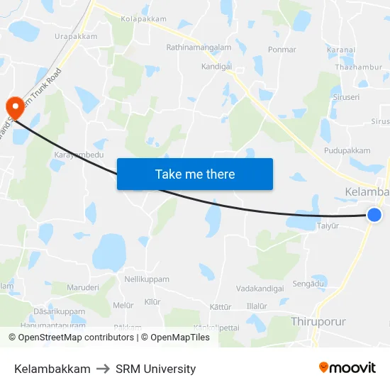 Kelambakkam to SRM University map