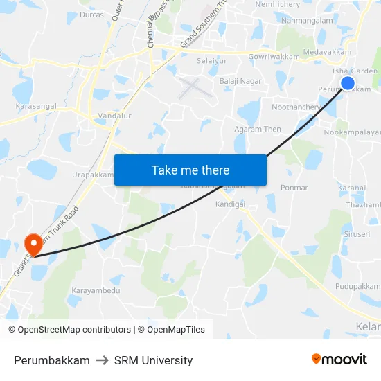 Perumbakkam to SRM University map