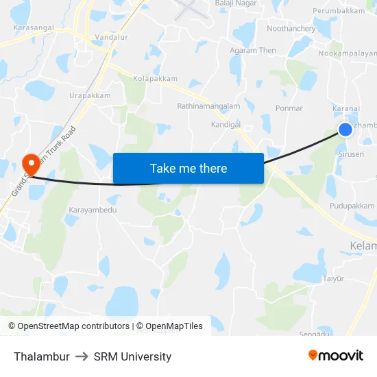 Thalambur to SRM University map