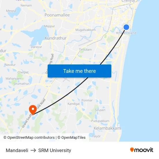 Mandaveli to SRM University map