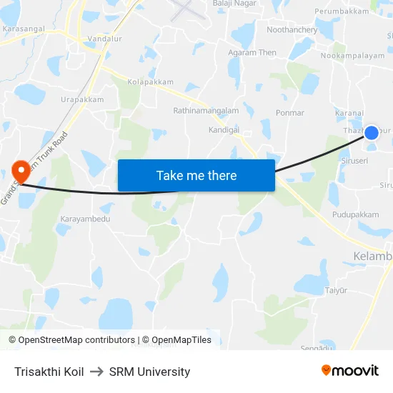 Trisakthi Koil to SRM University map