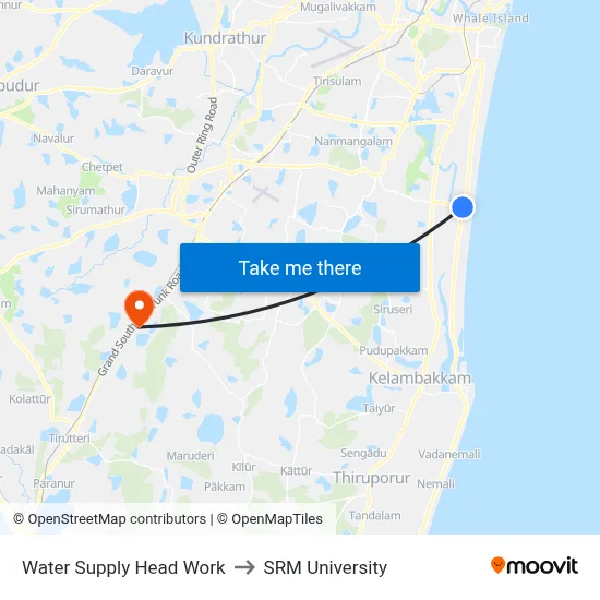 Water Supply Head Work to SRM University map