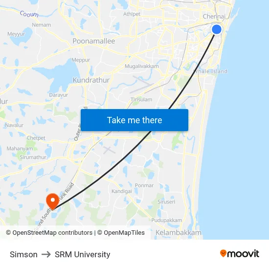 Simson to SRM University map