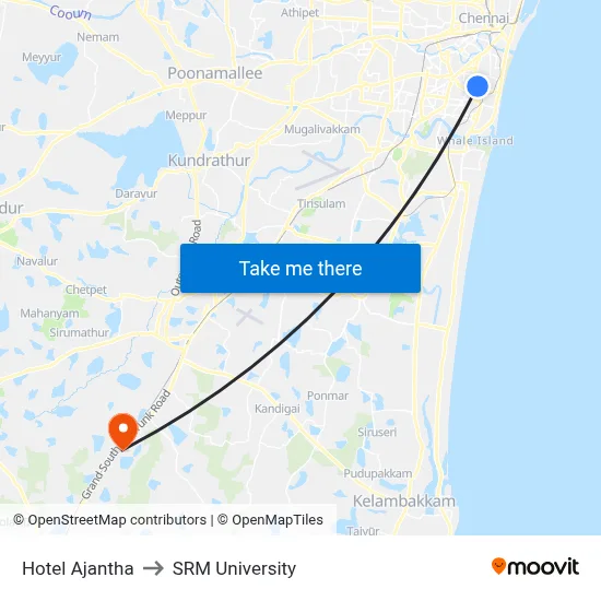 Hotel Ajantha to SRM University map