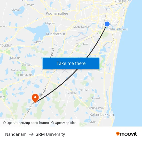 Nandanam to SRM University map