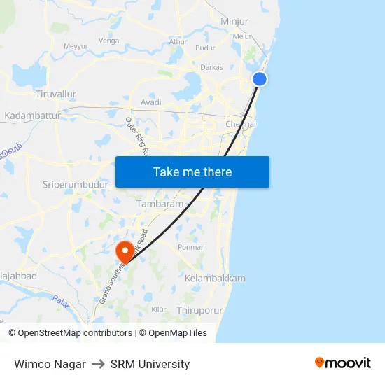 Wimco Nagar to SRM University map