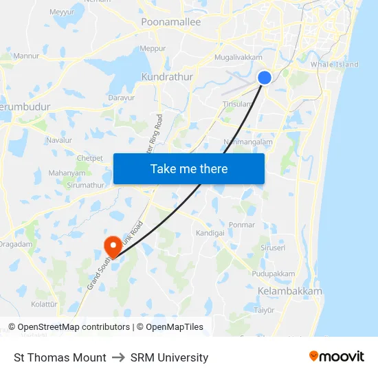 St Thomas Mount to SRM University map