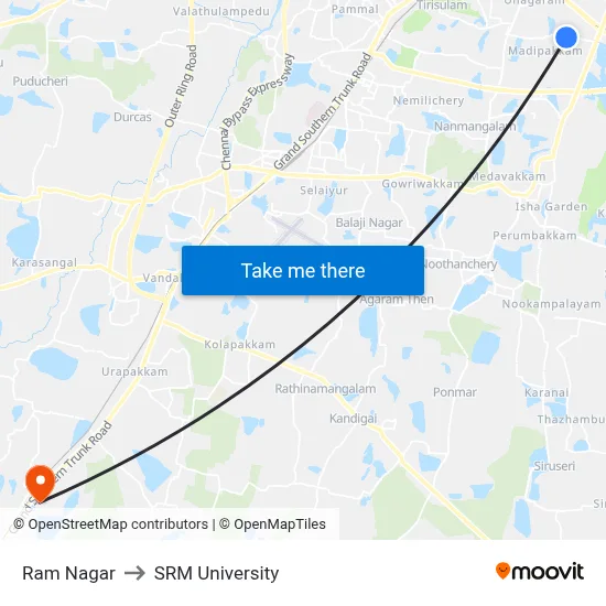 Ram Nagar to SRM University map