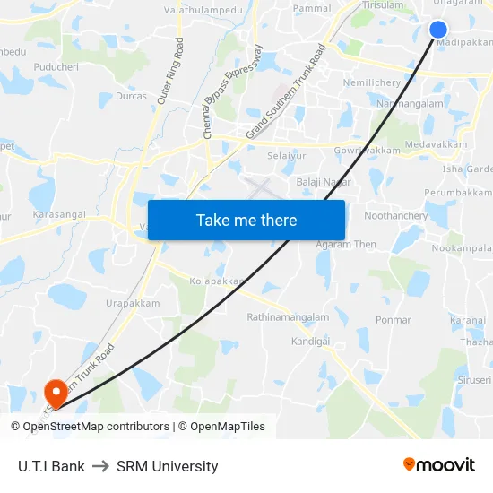 U.T.I Bank to SRM University map