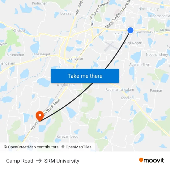 Camp Road to SRM University map