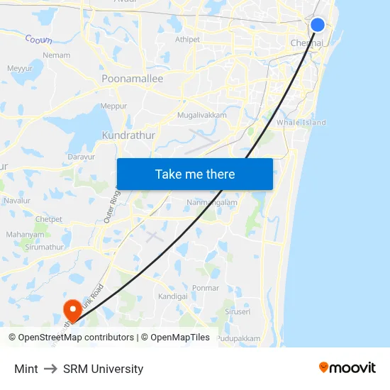 Mint to SRM University map