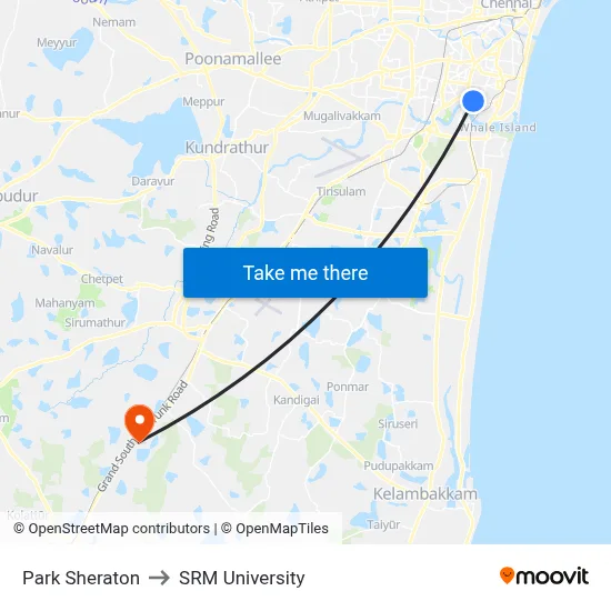 Park Sheraton to SRM University map