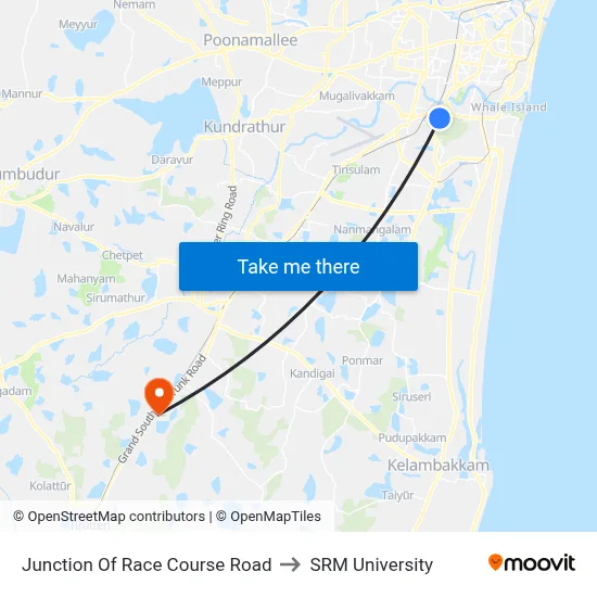 Junction Of Race Course Road to SRM University map
