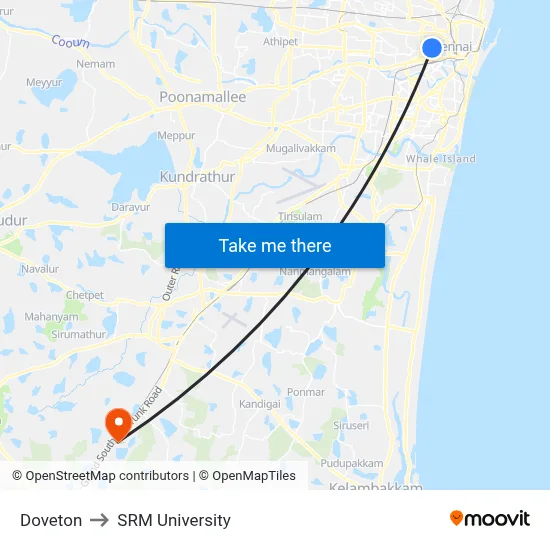 Doveton to SRM University map