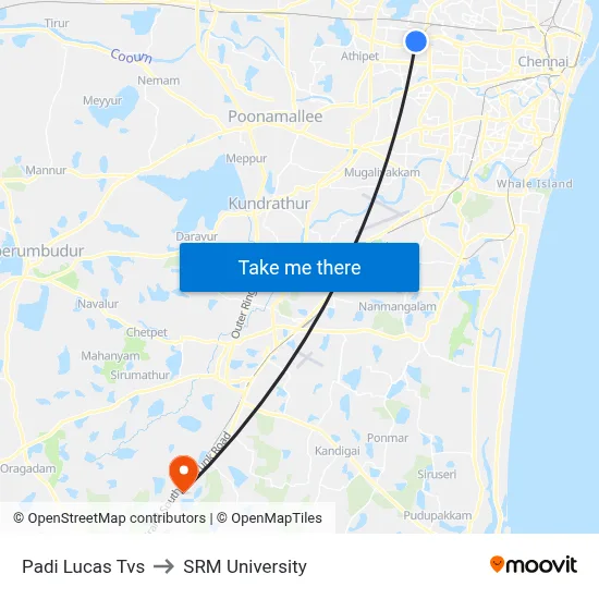 Padi Lucas Tvs to SRM University map