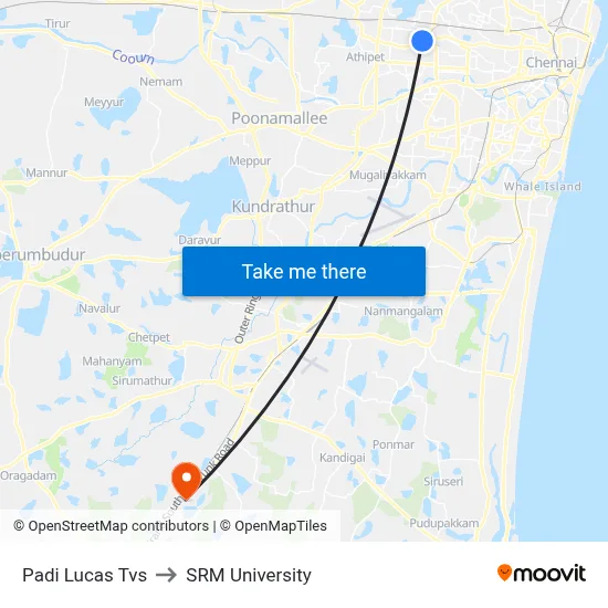Padi Lucas Tvs to SRM University map