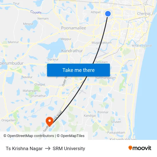 Ts Krishna Nagar to SRM University map