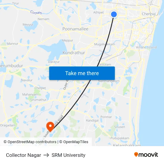 Collector Nagar to SRM University map