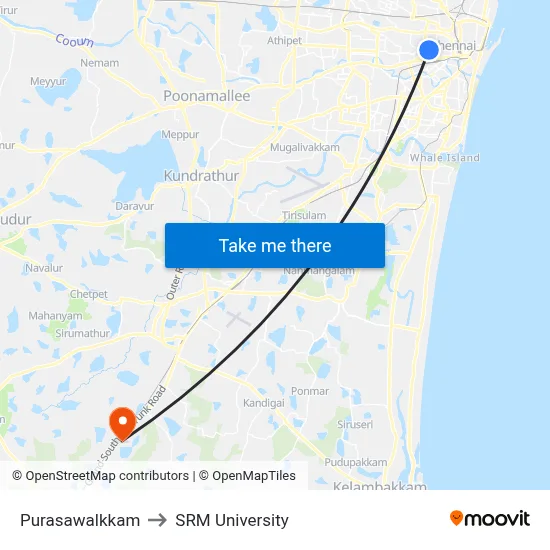 Purasawalkkam to SRM University map