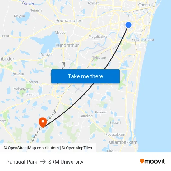 Panagal Park to SRM University map