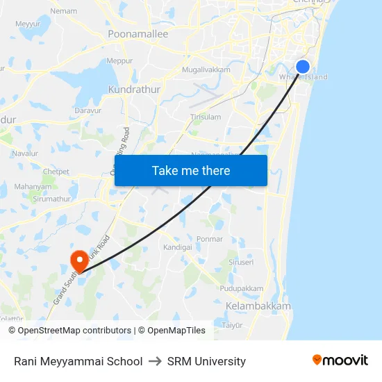 Rani Meyyammai School to SRM University map