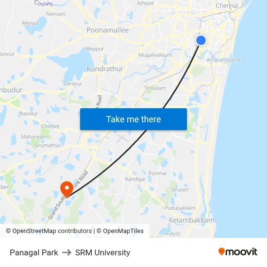Panagal Park to SRM University map