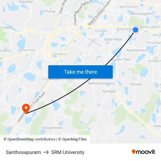 Santhosapuram to SRM University map