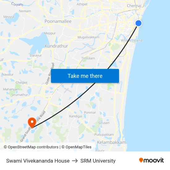 Swami Vivekananda House to SRM University map