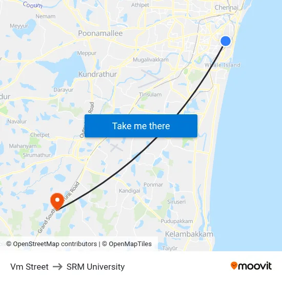 Vm Street to SRM University map