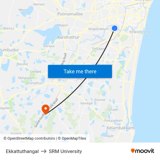 Ekkattuthangal to SRM University map
