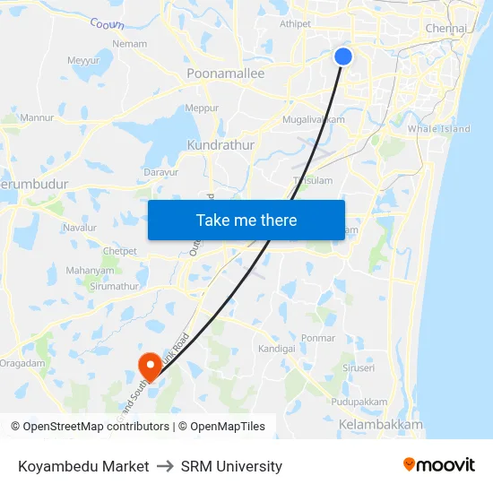 Koyambedu Market to SRM University map