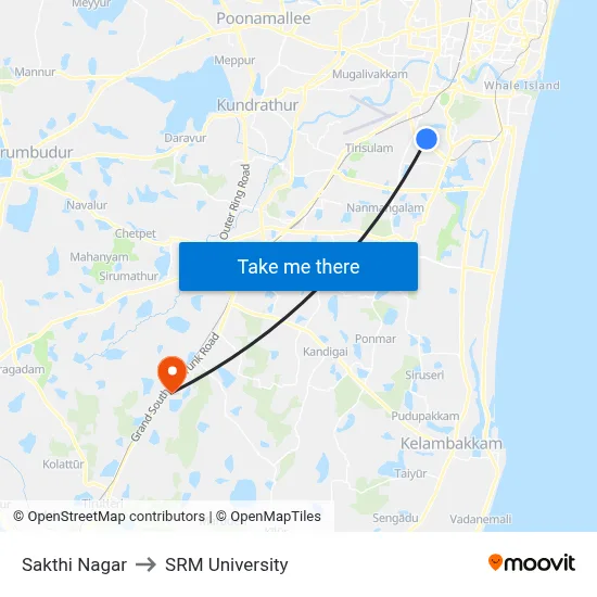 Sakthi Nagar to SRM University map