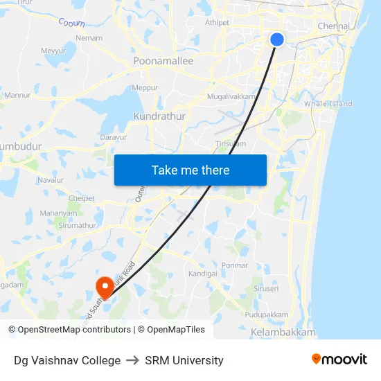 Dg Vaishnav College to SRM University map
