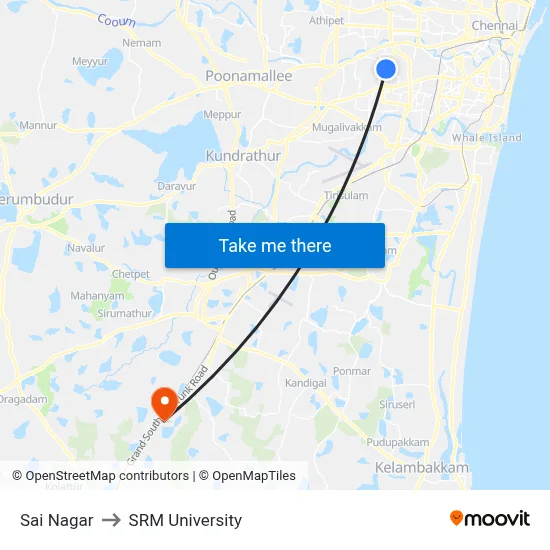 Sai Nagar to SRM University map