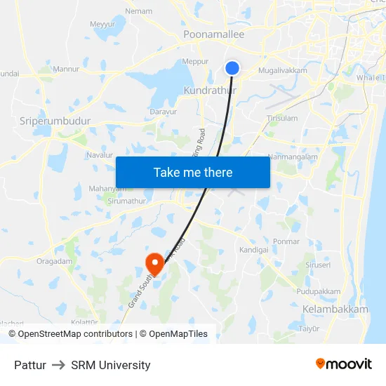 Pattur to SRM University map