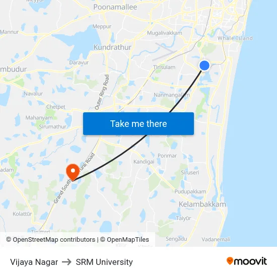Vijaya Nagar to SRM University map