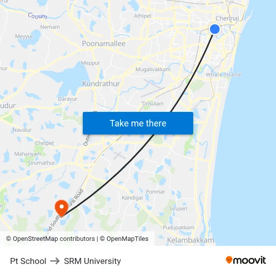 Pt School to SRM University map